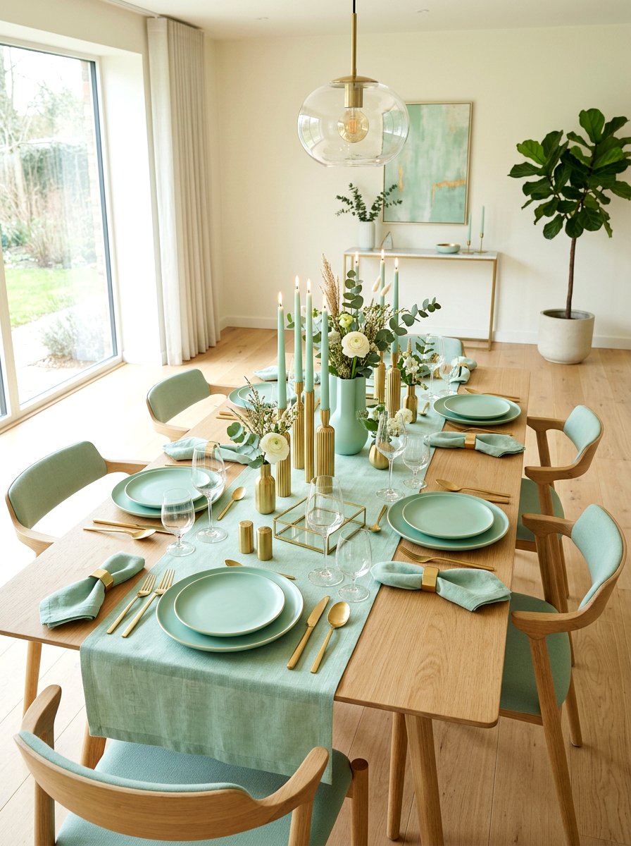Mint Green Table Scape - 25 Spring Luncheon Table Ideas