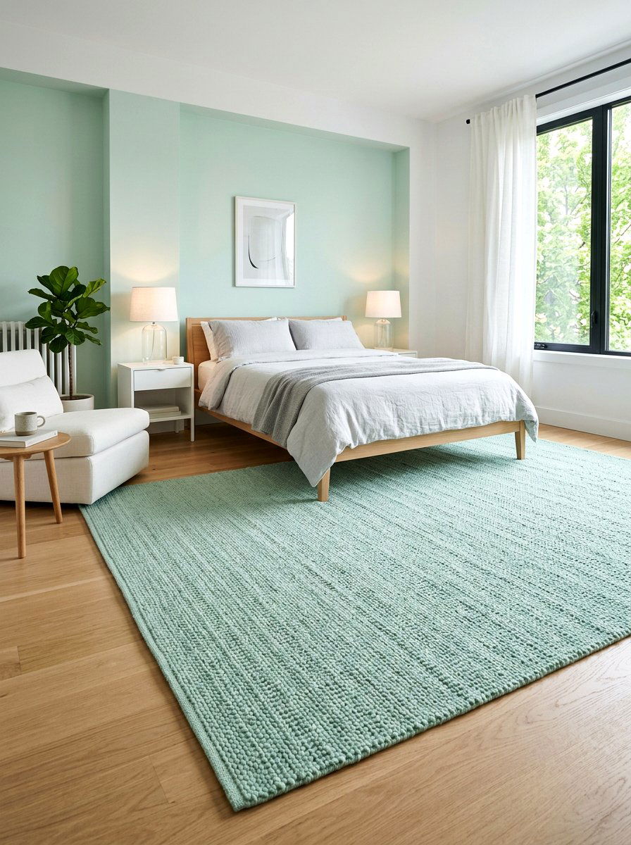 Mint Green Textured Rug - 25 Spring Bedroom Rug Ideas