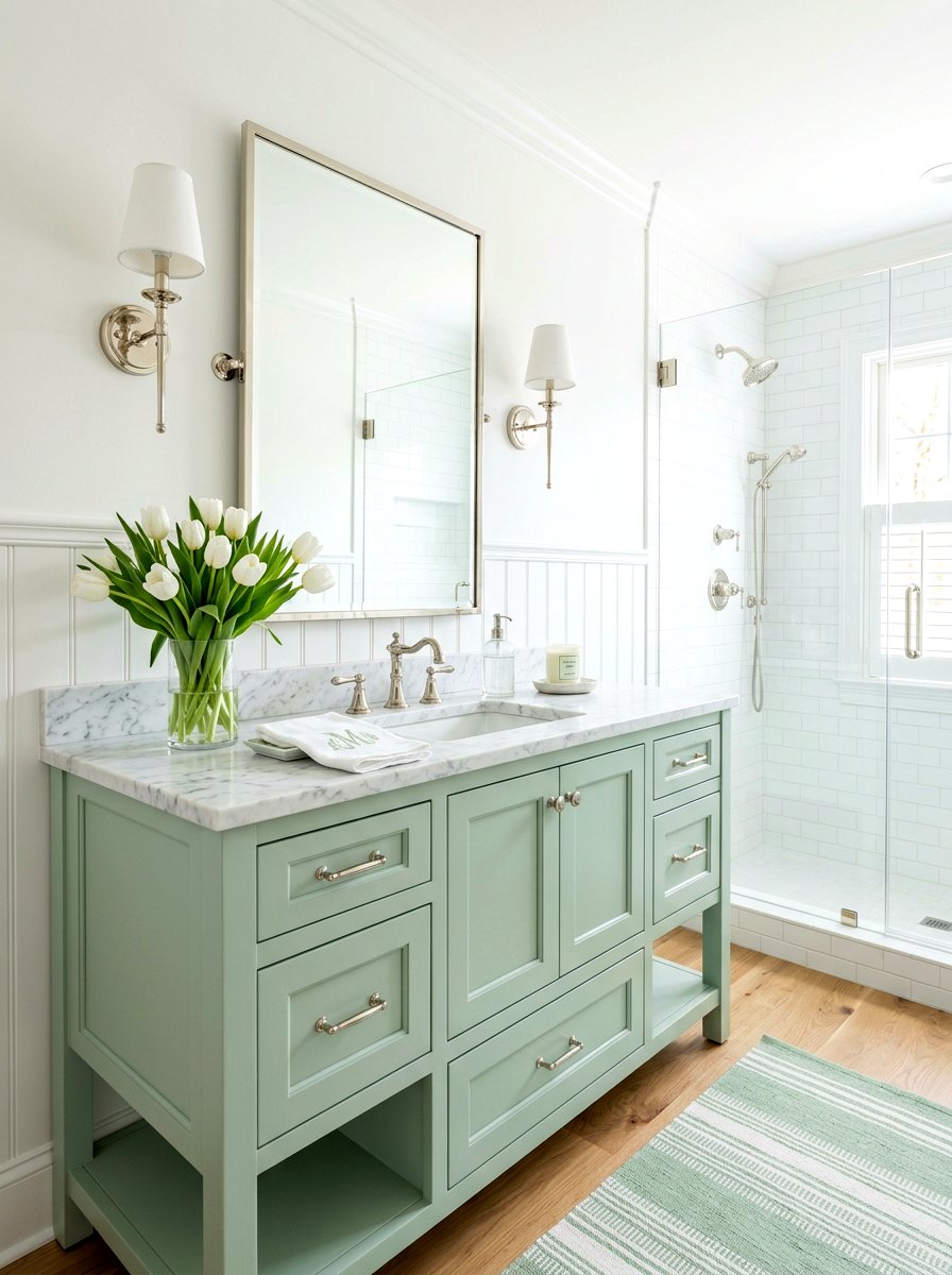 Mint Green Vanity - 25 Spring Preppy Decor Ideas