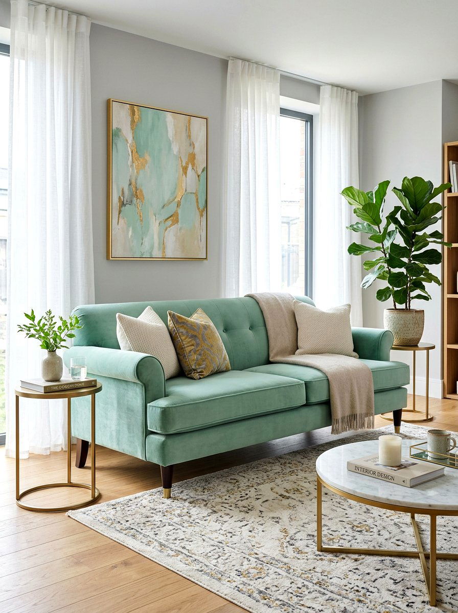 Mint Green Velvet Sofa - 25 Spring Mint Green Decor Ideas