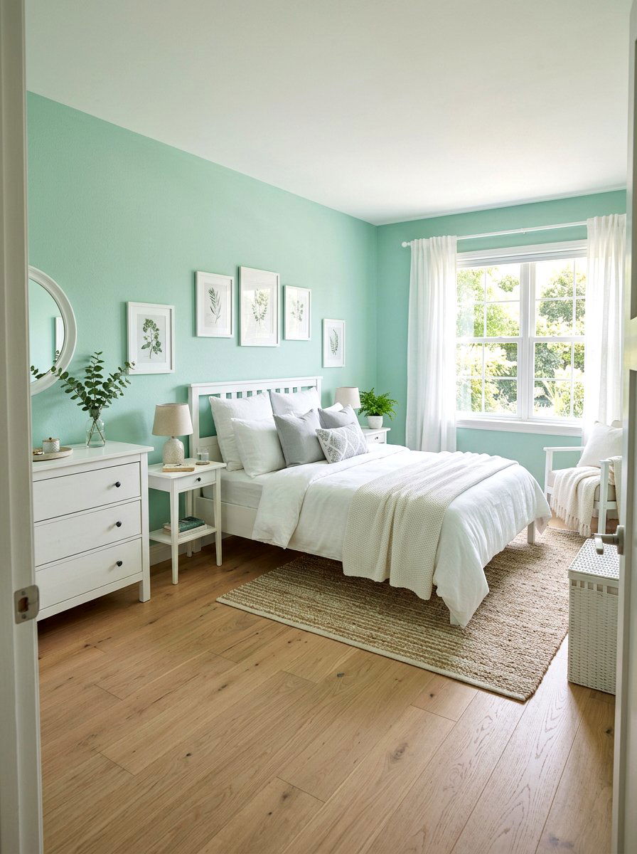 Mint Green Walls - 25 Spring Guest Room Decor Ideas