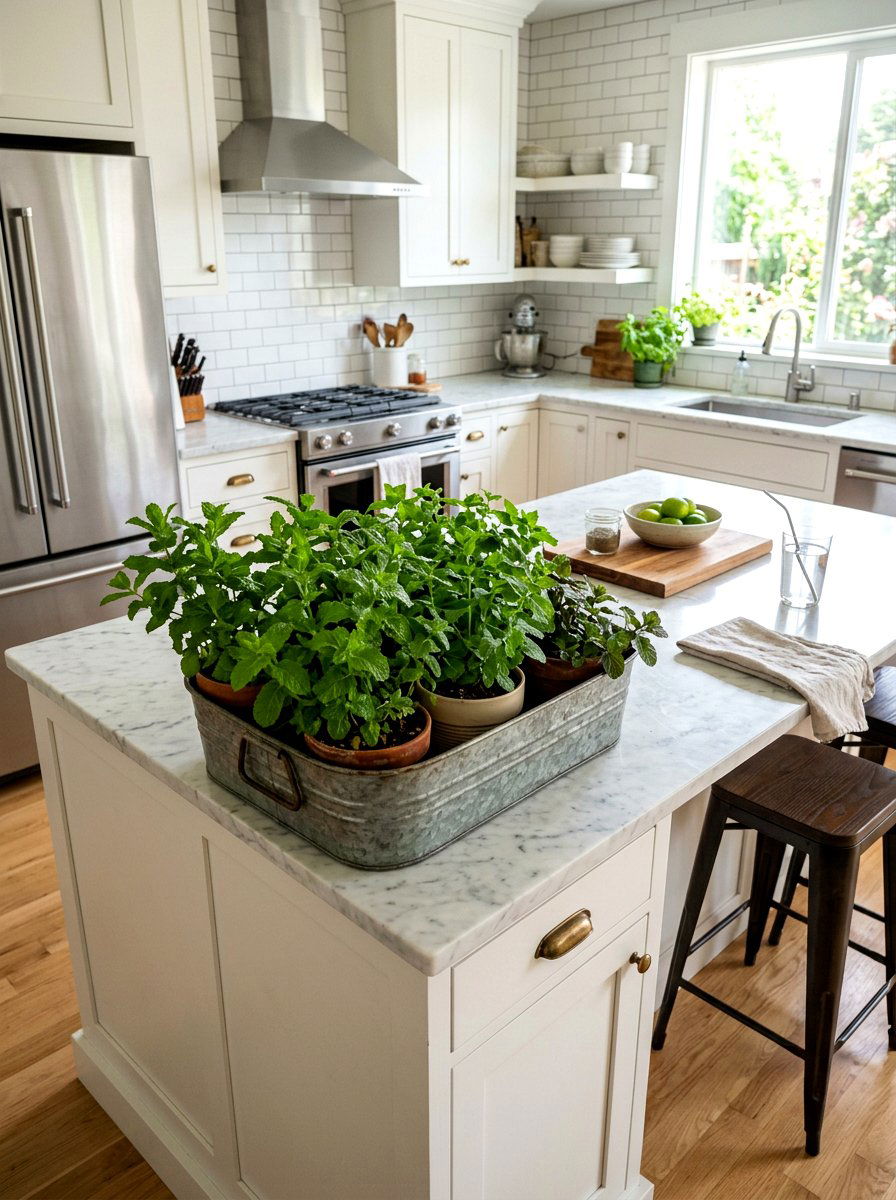 Mint Plant Centerpiece - 25 Spring Greenery Centerpiece Ideas