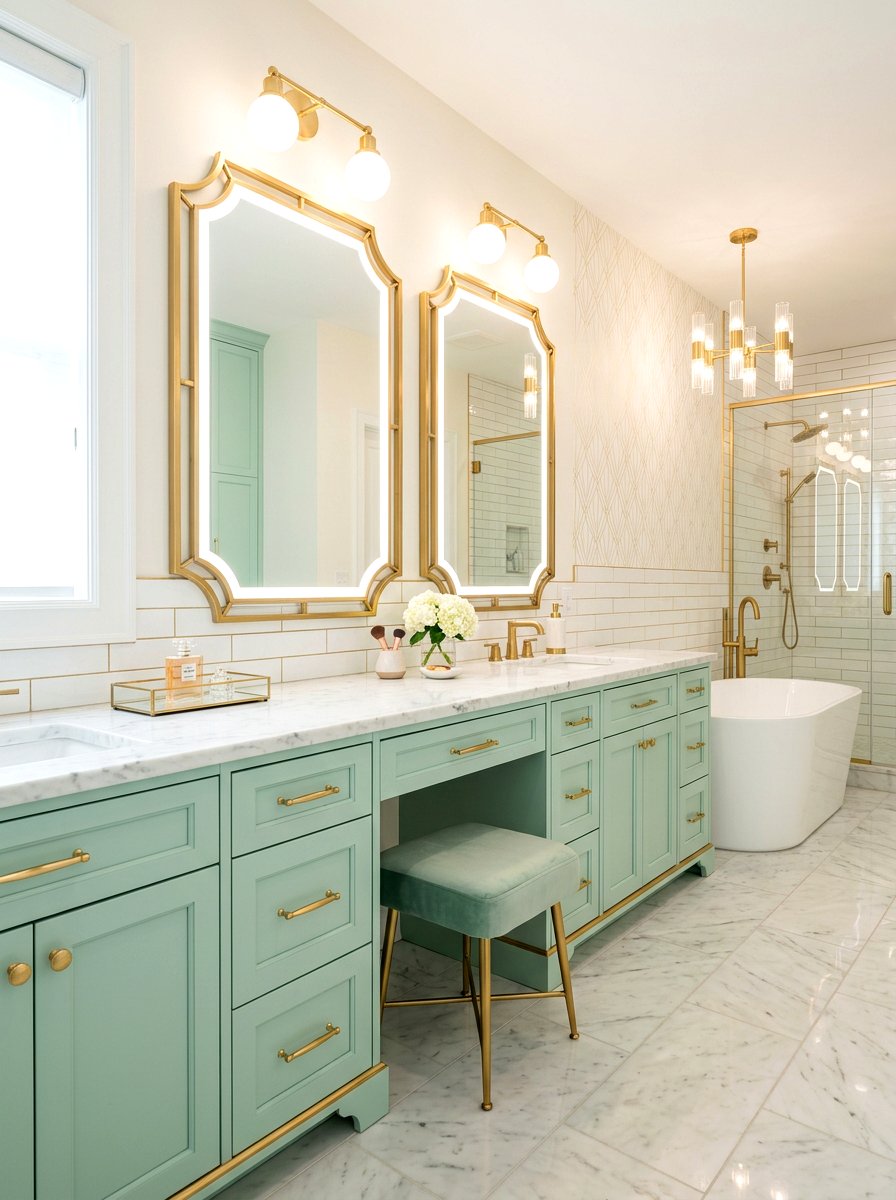 Mint and gold vanity - 25 Spring Pastel Color Palette Ideas