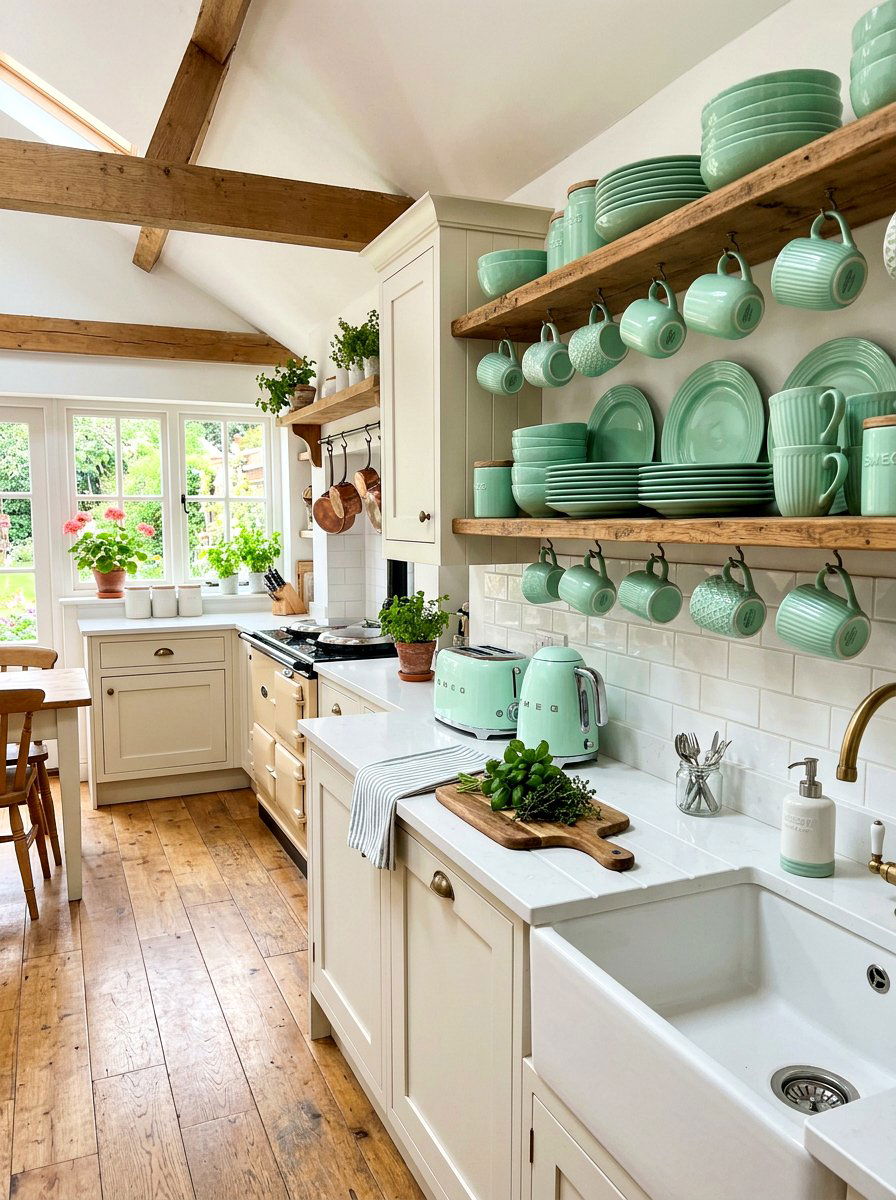 Mint green kitchenware - 25 Spring Vacation Rental Decor Ideas