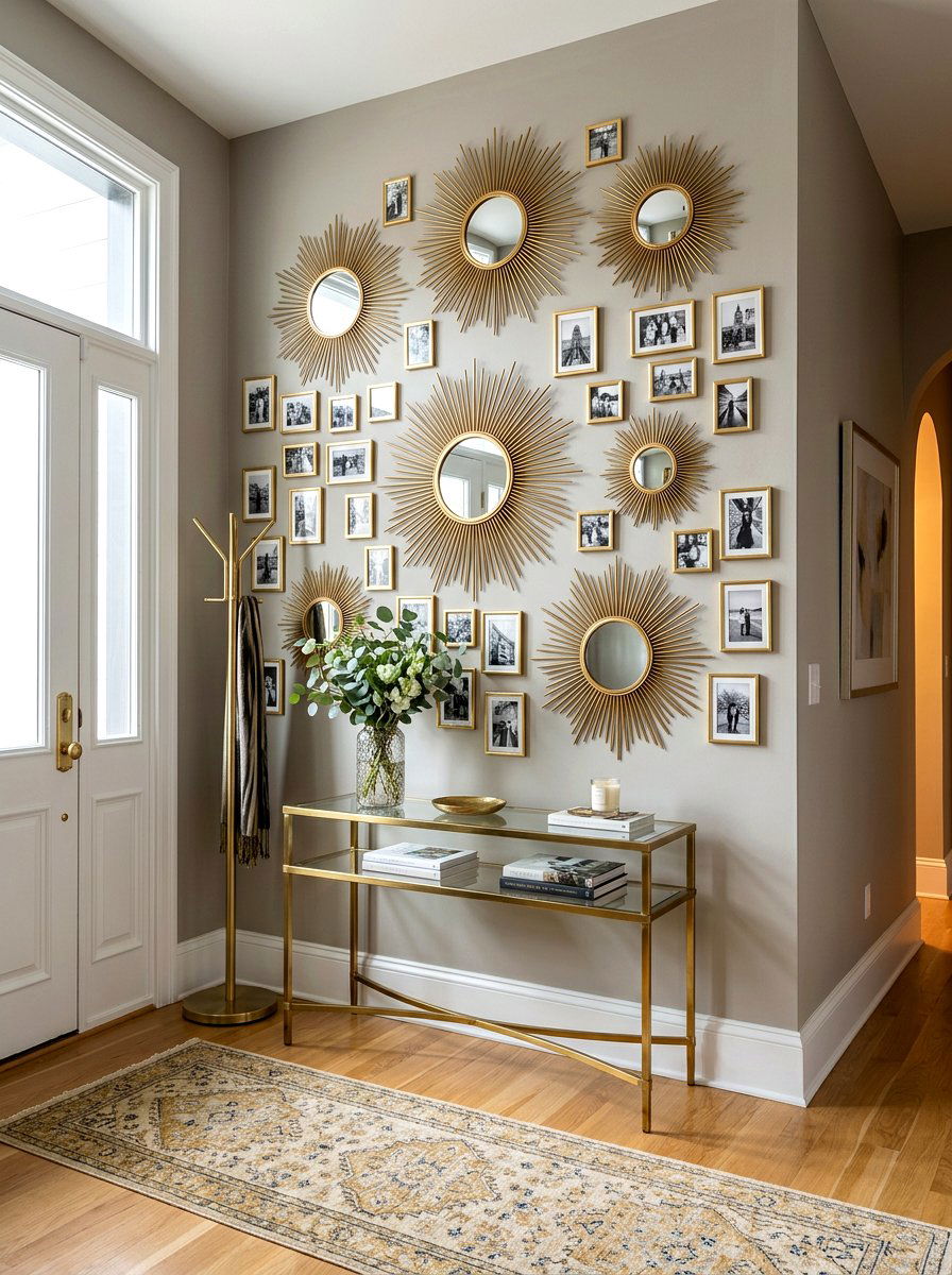 Mirror And Photo Wall Mix - 25 Spring Photo Wall Ideas