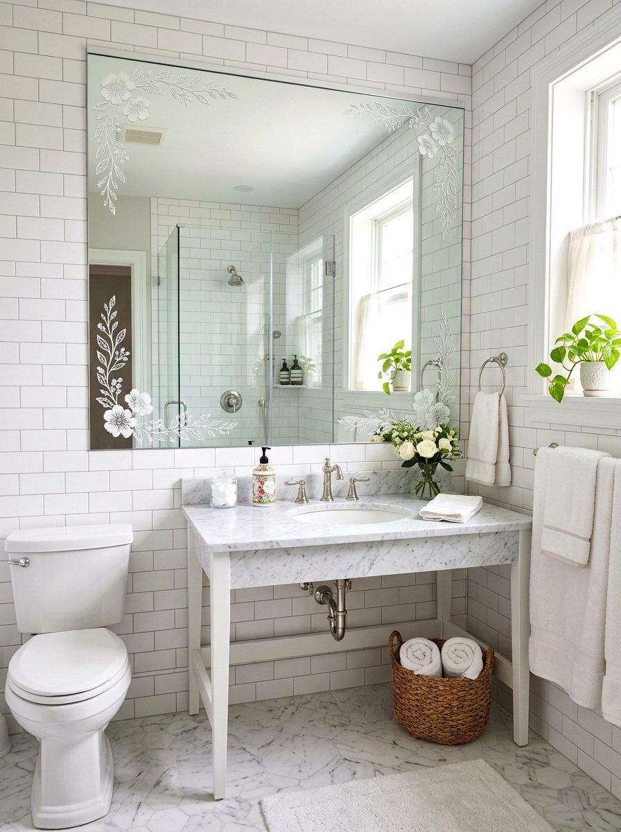 Mirror Floral Decal - 25 Spring DIY Wall Art Ideas