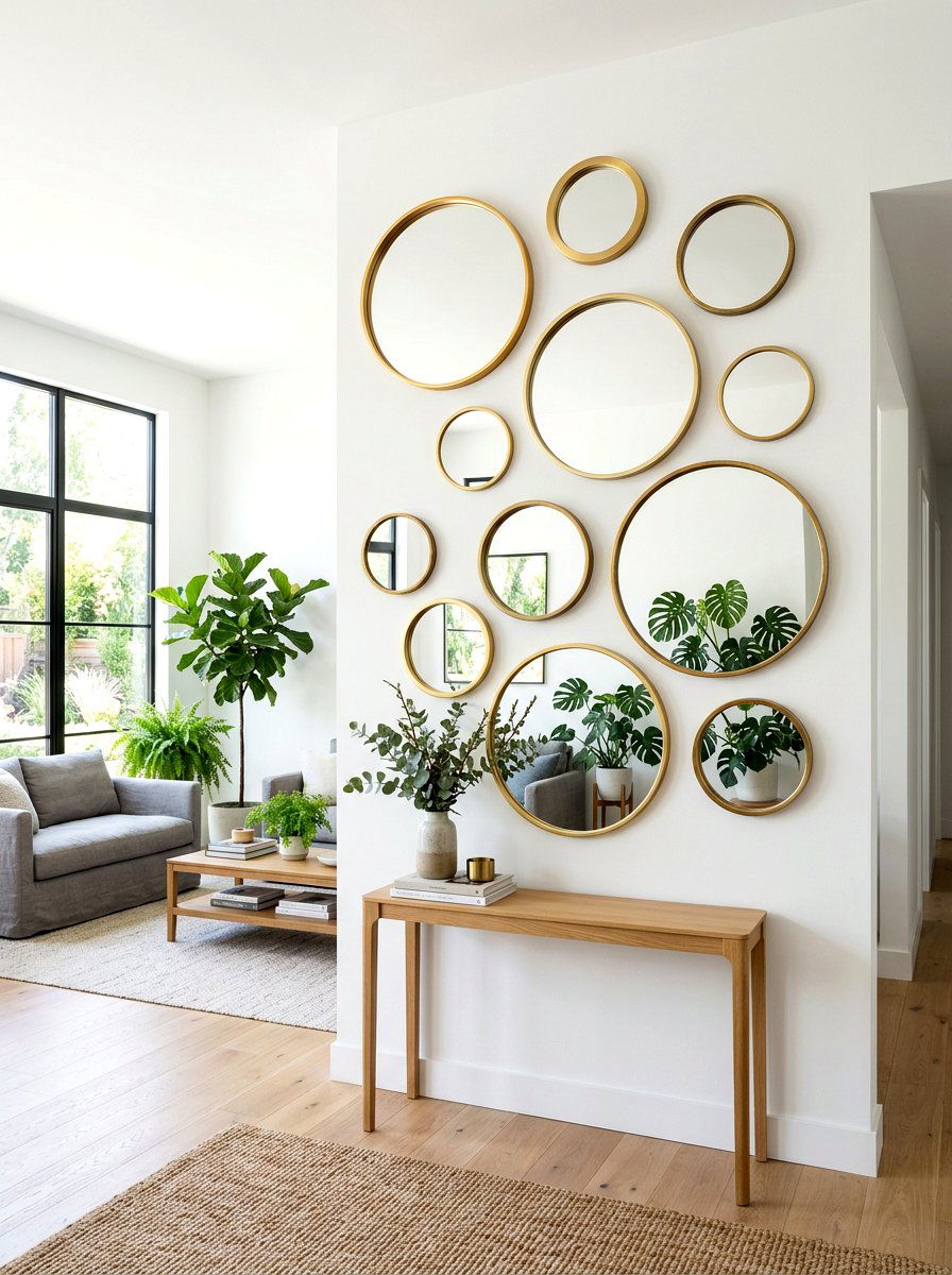 Mirror Gallery Wall - 25 Spring Sitting Room Decor Ideas