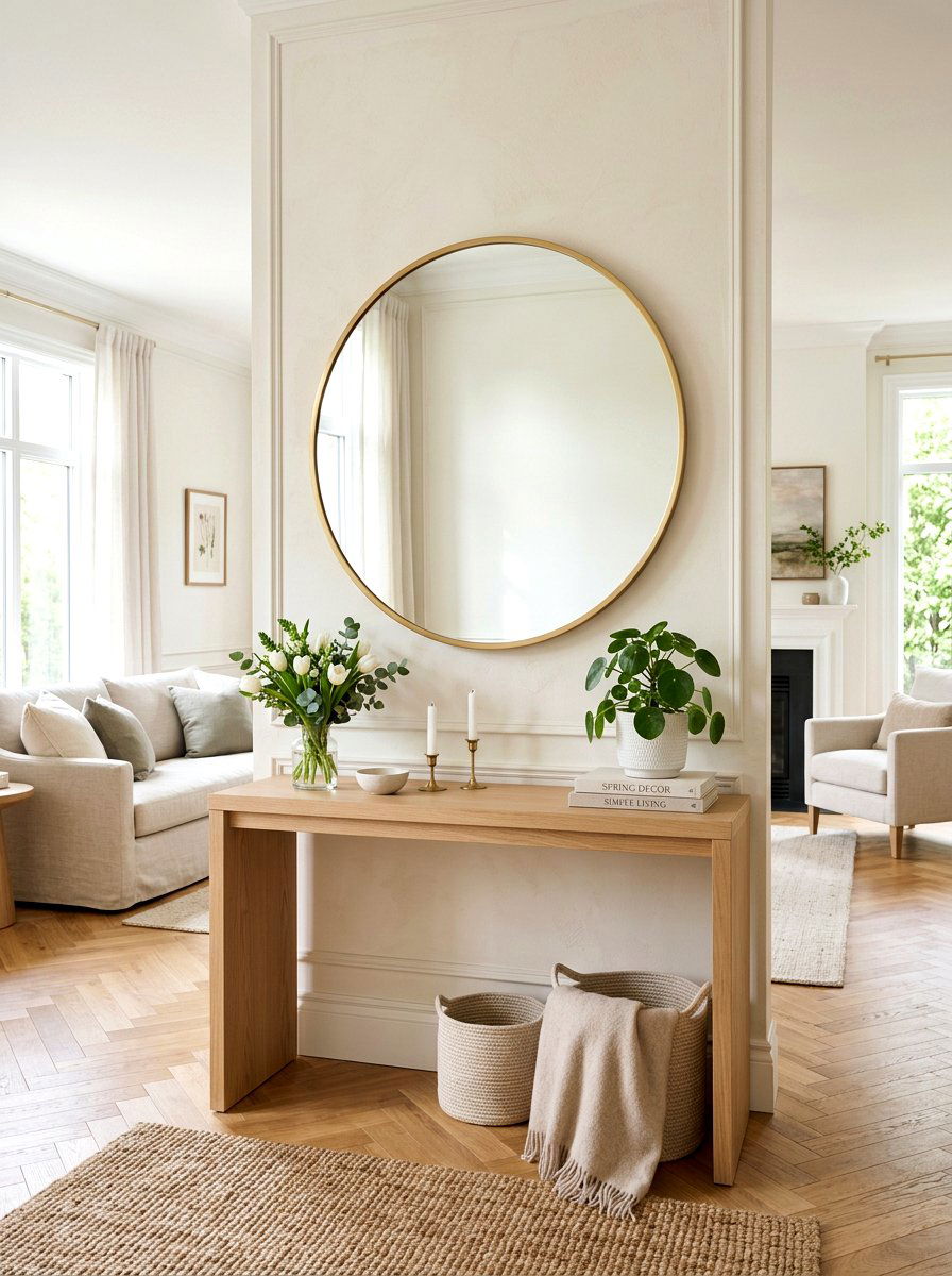 Mirror Over Console - 25 Spring Sideboard Decor Ideas