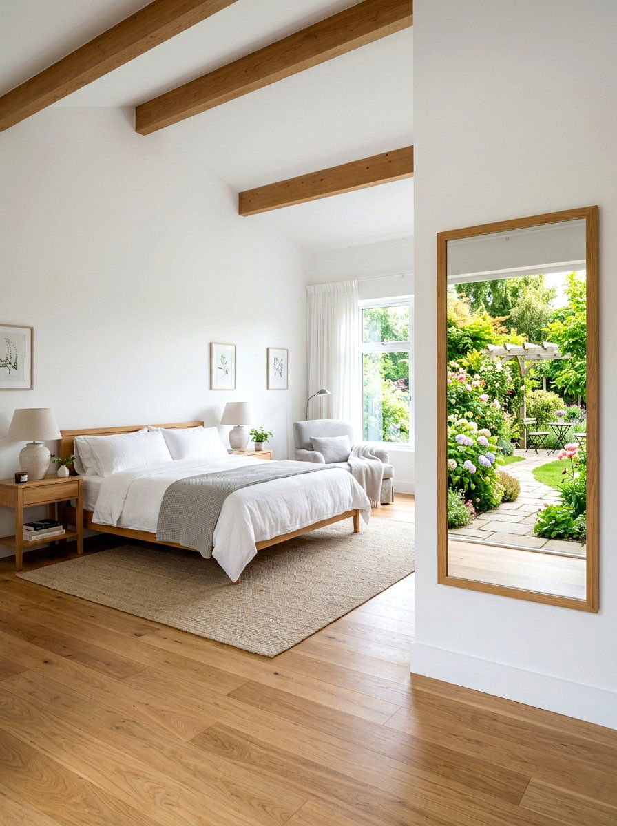 Mirror Reflecting Garden View - 25 Spring Bedroom Decor Ideas