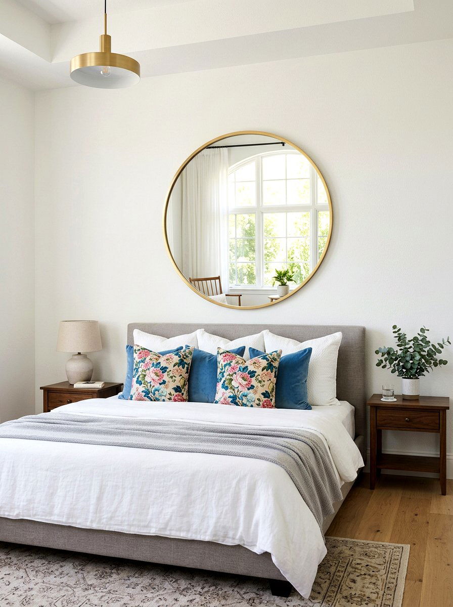 Mirror over bed - 25 Spring Master Bedroom Decor Ideas