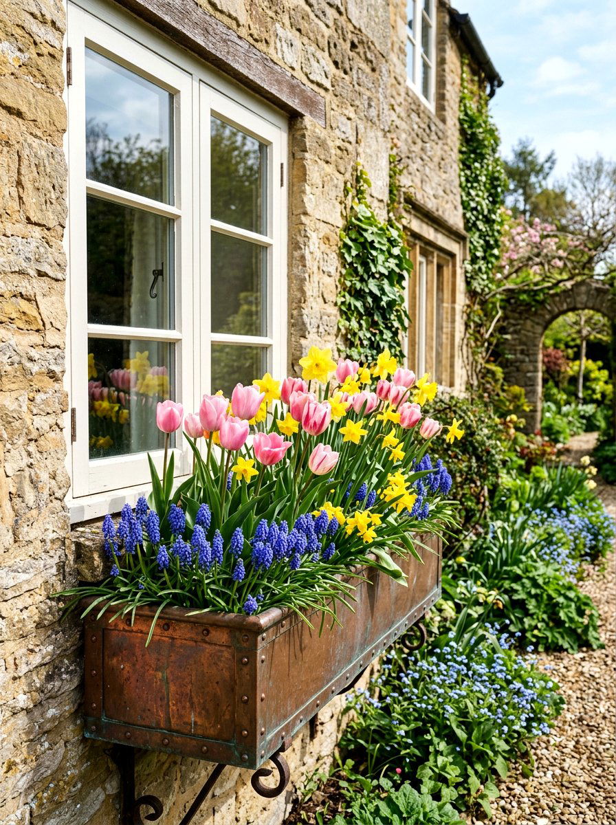 Mixed Bulb Window Box - 25 Spring Window Box Ideas