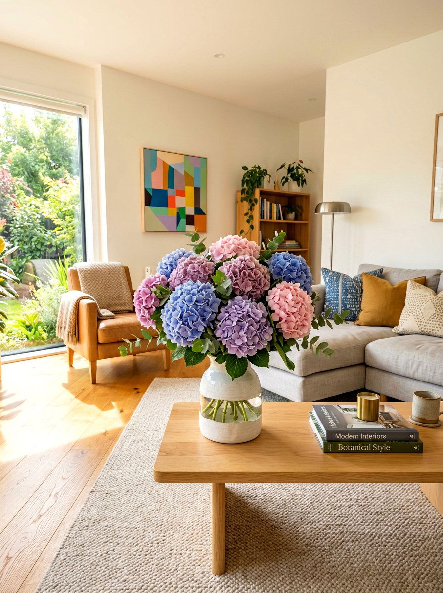 Mixed Color Hydrangea Bouquet - 25 Spring Hydrangea Centerpiece Ideas