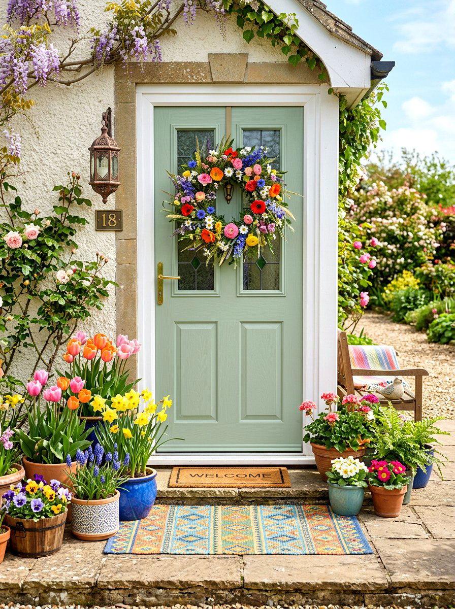 Mixed Field Flower Wreath - 25 Spring Wildflower Wreath Ideas