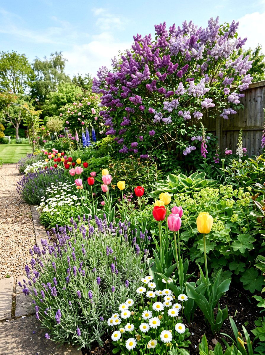 Mixed Flower Border Lilac - 25 Spring Lilac Bush Ideas
