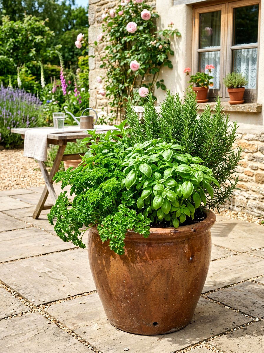 Mixed Herb Container Garden - 25 Spring Garden Planter Ideas