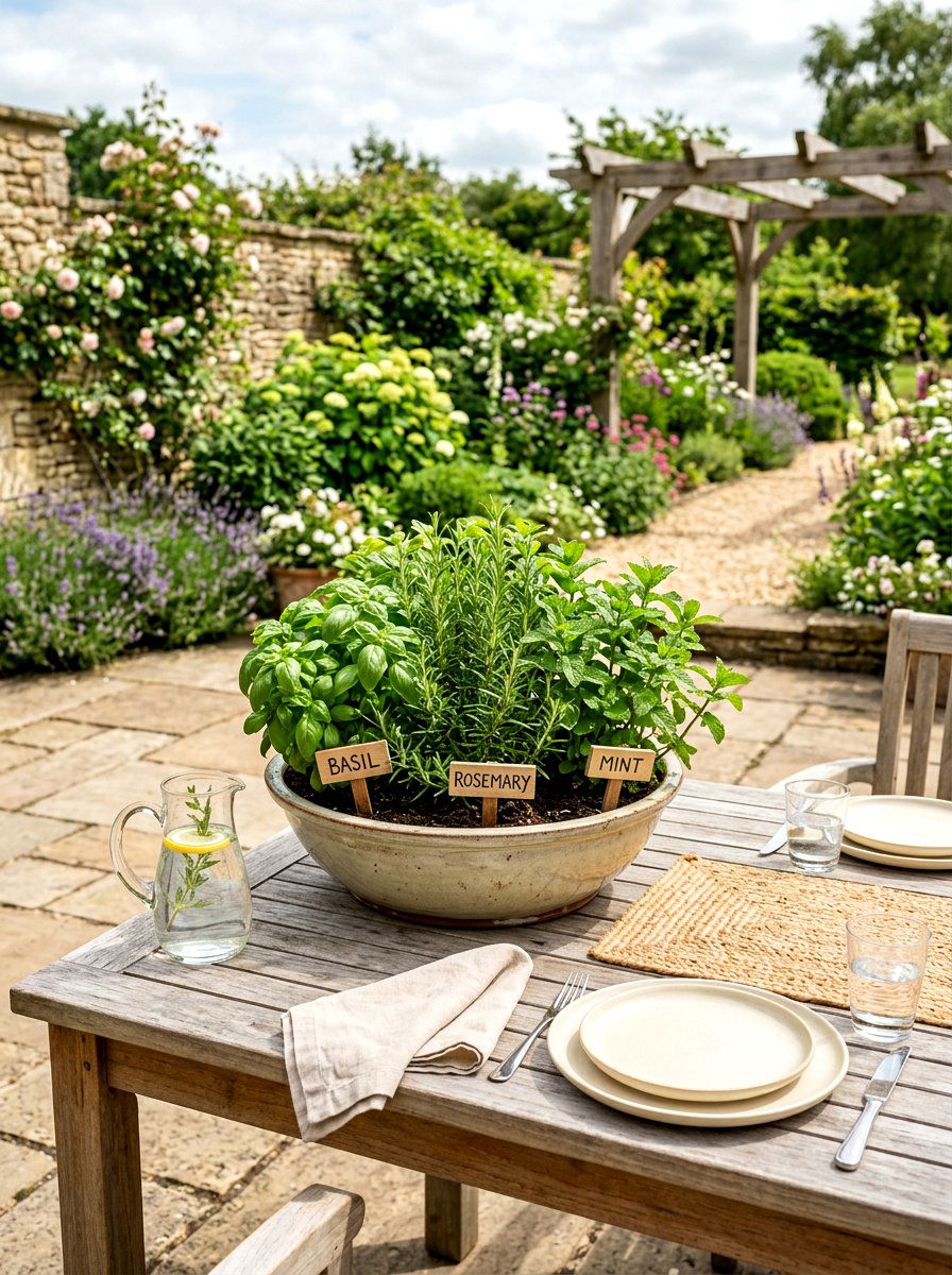 Mixed Herb Garden Planters - 25 Spring Patio Planter Arrangement Ideas
