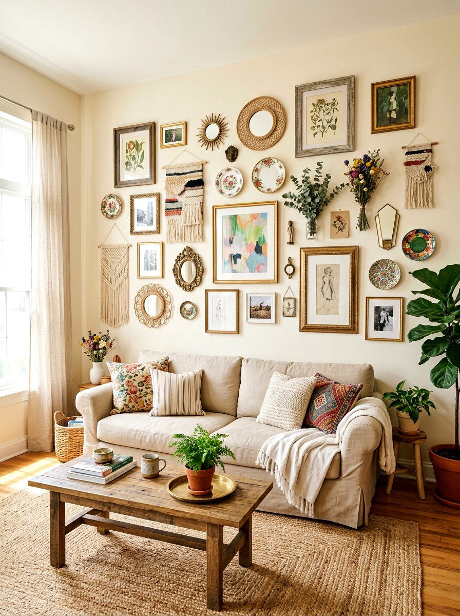 Mixed Media Spring Wall Collage - 25 Spring Gallery Wall Ideas