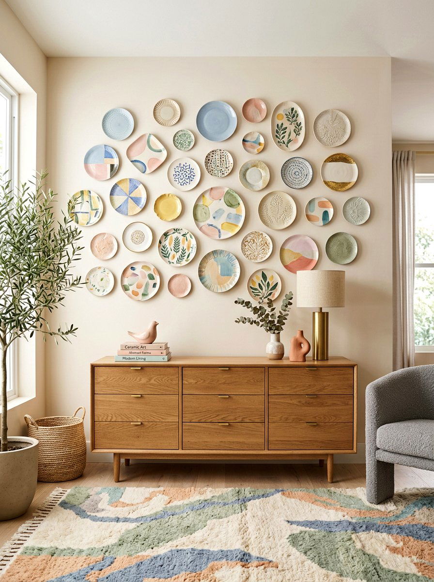 Mixed Size Plate Wall - 25 Spring Plate Wall Ideas