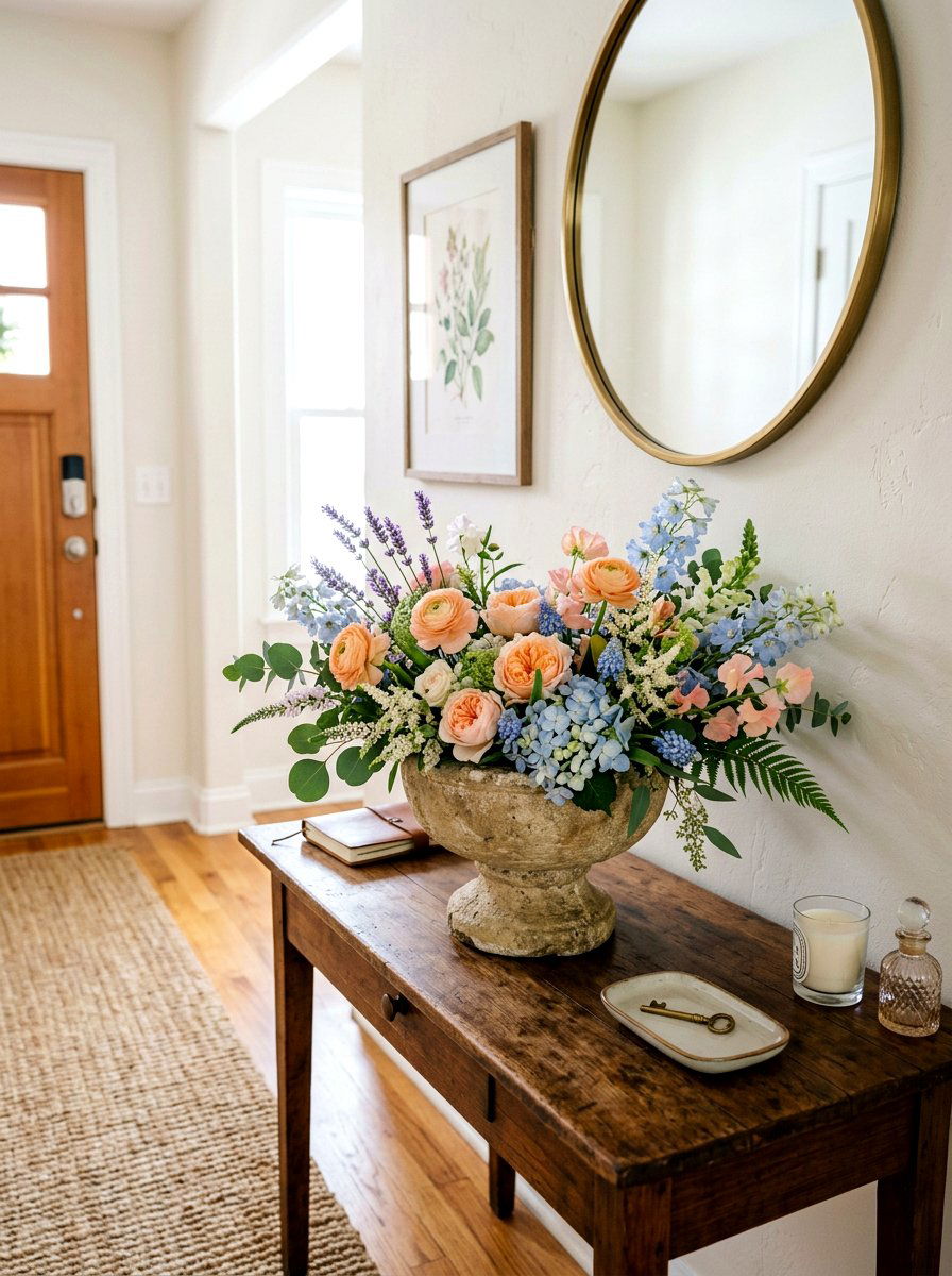 Mixed pastel spring flowers - 25 Spring Compote Bowl Ideas