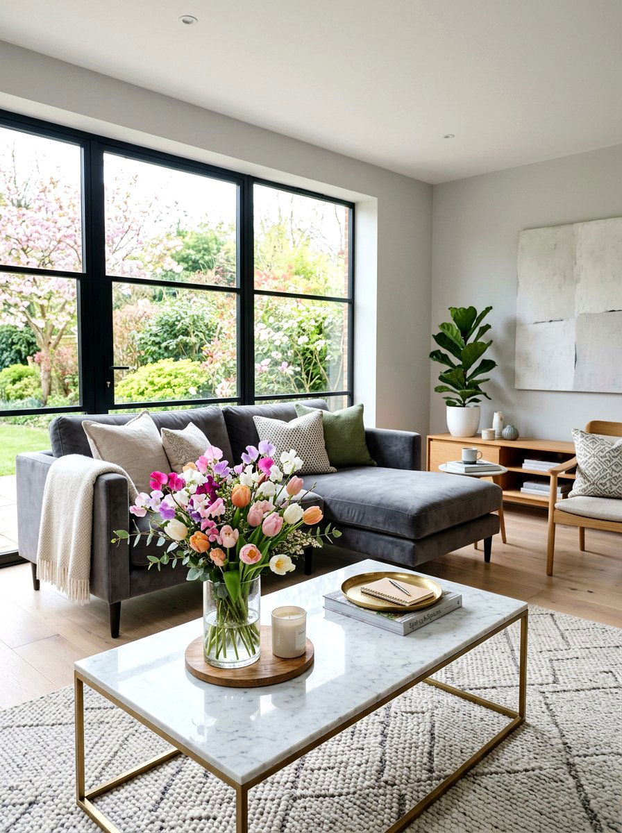 Mixed sweet pea and tulip bouquet - 25 Spring Sweet Pea Arrangement Ideas