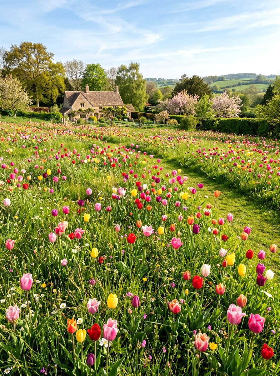 Mixed tulip meadow - 25 Spring Tulip Garden Ideas