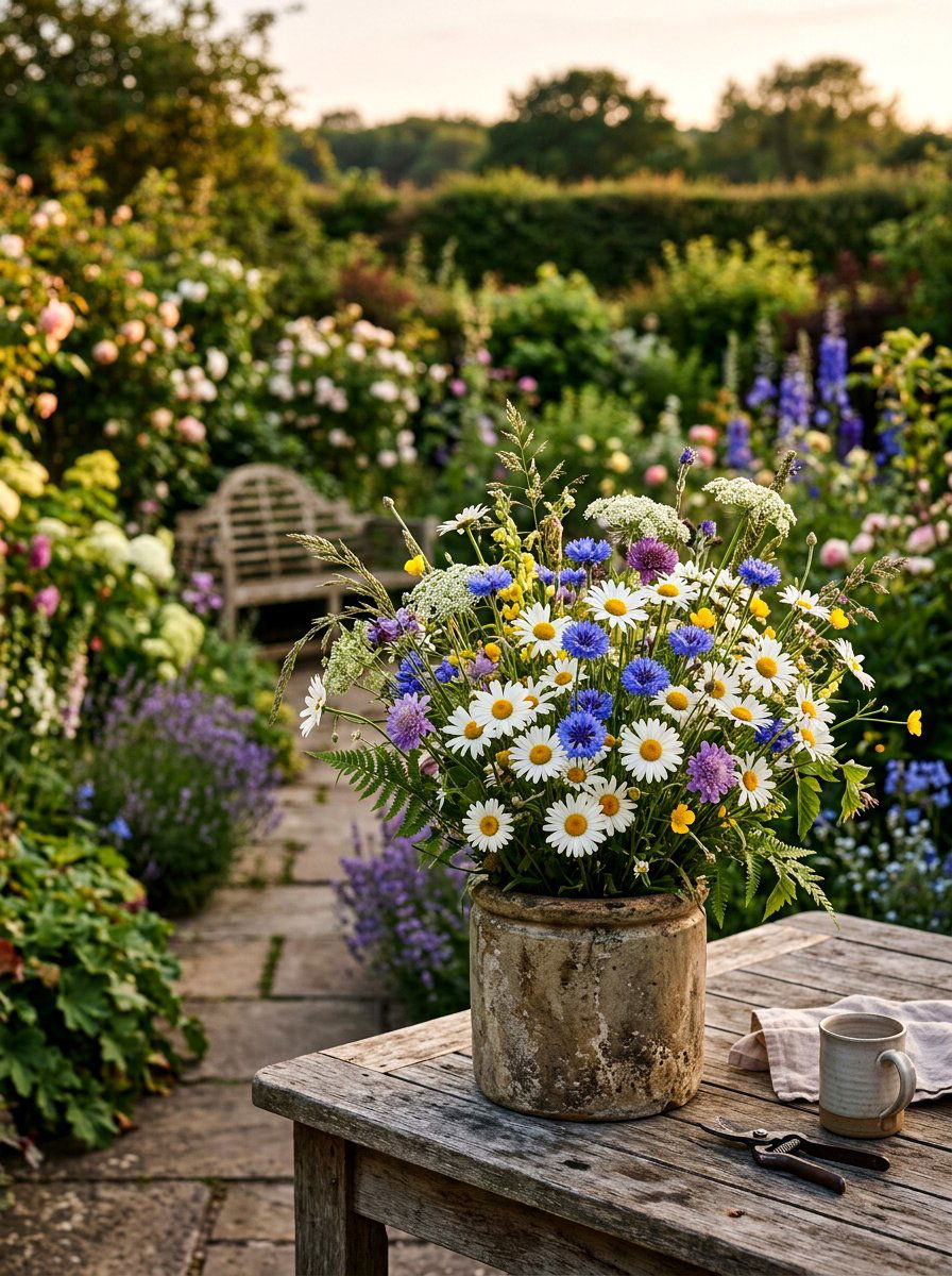 Mixed wildflower arrangement - 25 Spring Faux Flower Arrangement Ideas