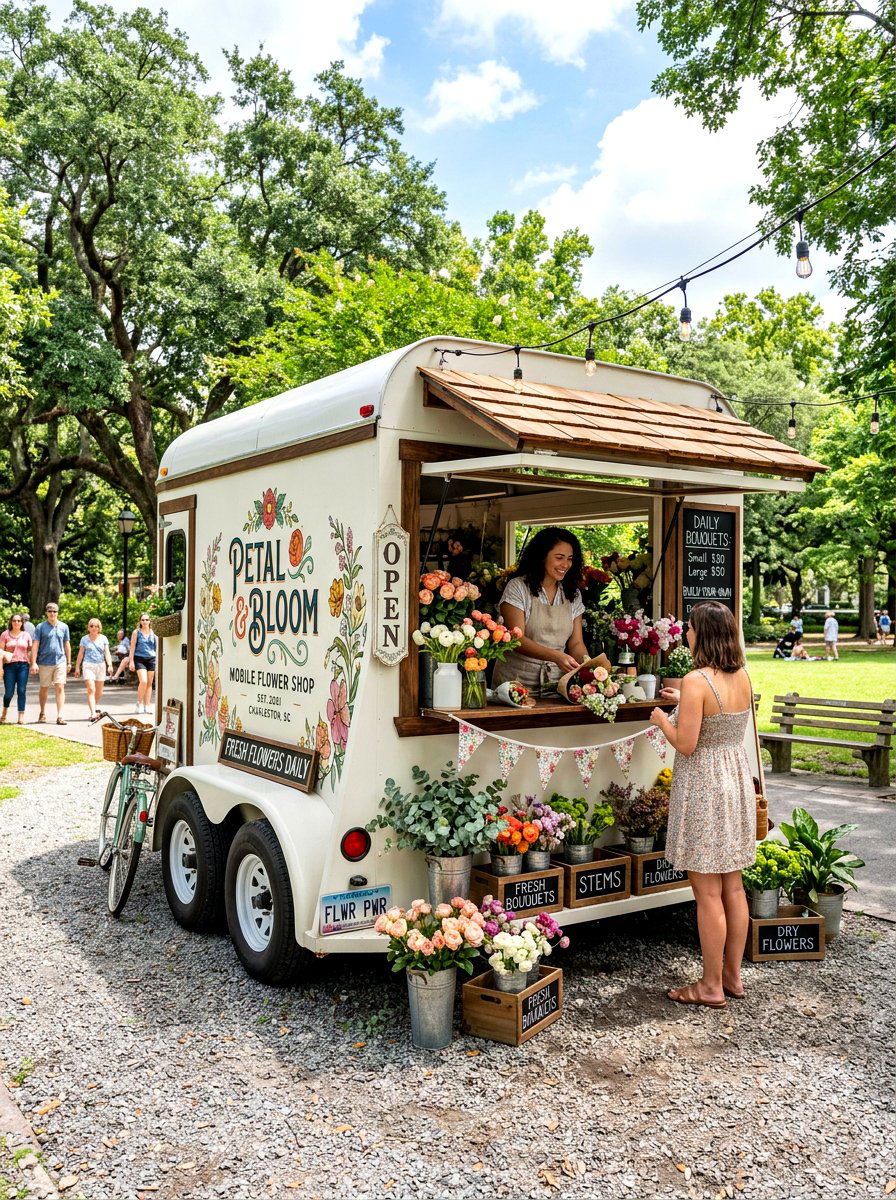 Mobile Flower Shop Trailer - 25 Spring Flower Market Ideas