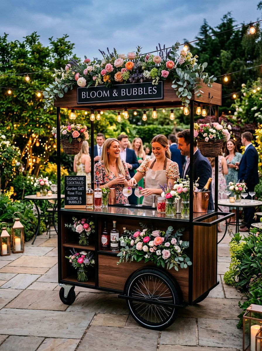 Mobile flower cart bar - 25 Spring Flower Cart Decor Ideas