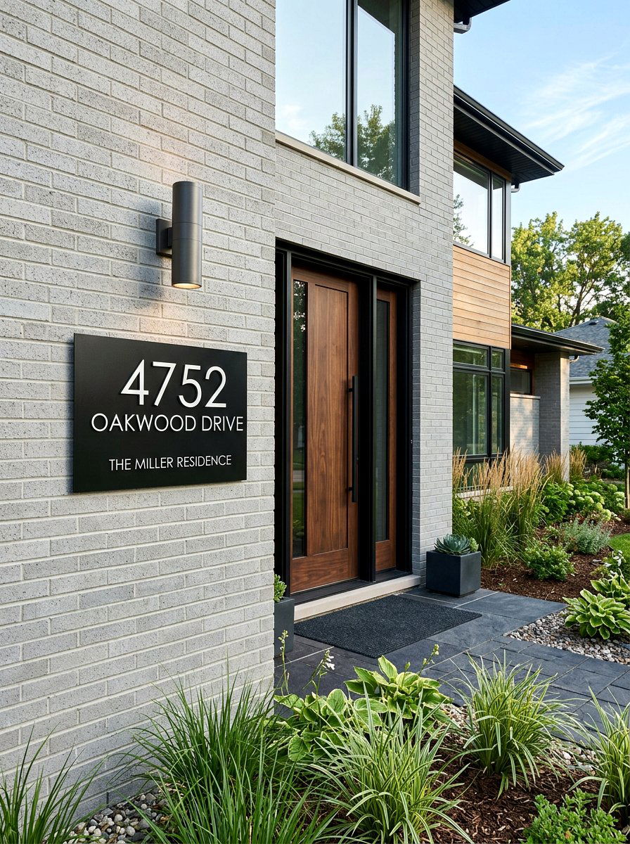 Modern Black Address Sign - 25 Spring House Number Decor Ideas
