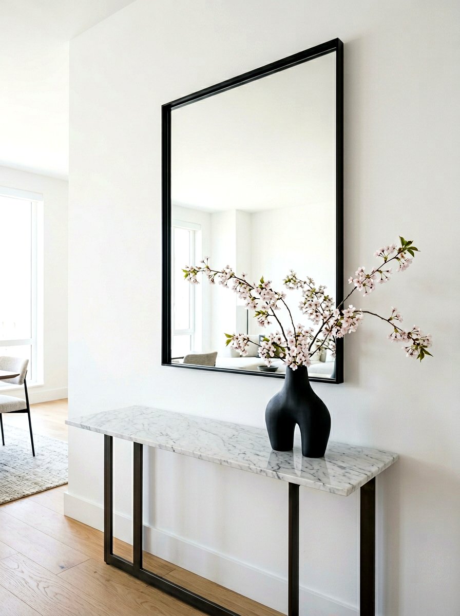 Modern Black Frame Mirror - 25 Spring Foyer Mirror Ideas