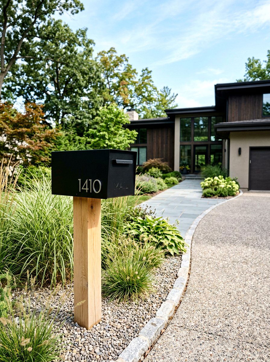 Modern Black Mailbox - 25 Spring Mailbox Post Decor Ideas