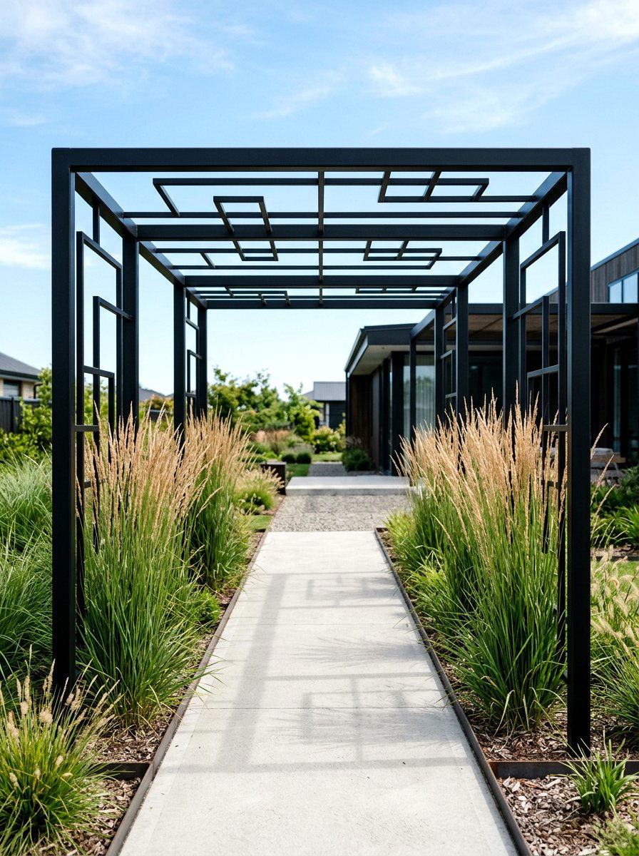 Modern Black Metal Arbor - 25 Spring Garden Arbor Decor Ideas