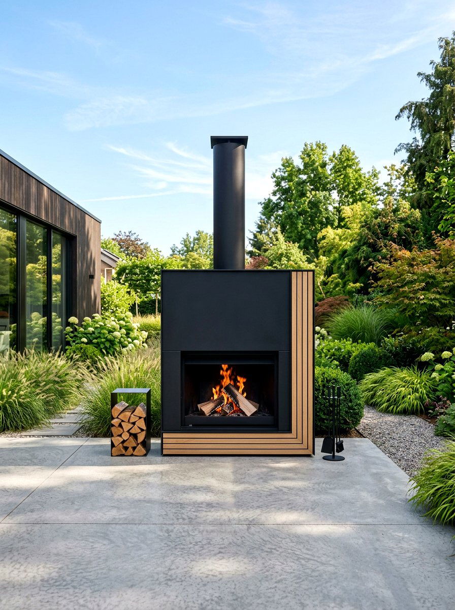 Modern Black Outdoor Fireplace - 25 Spring Outdoor Fireplace Decor Ideas