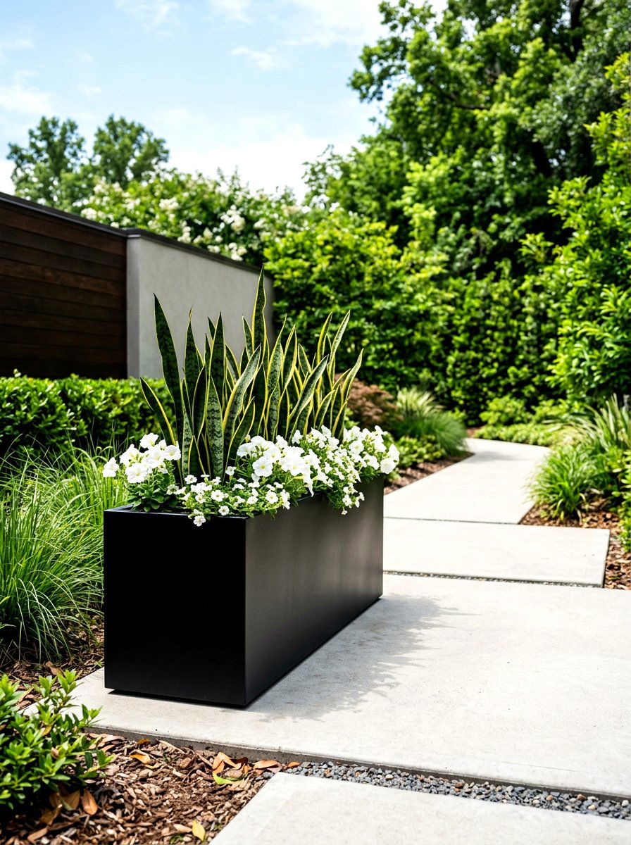 Modern Black Planter Box - 25 Spring Curbside Planter Ideas