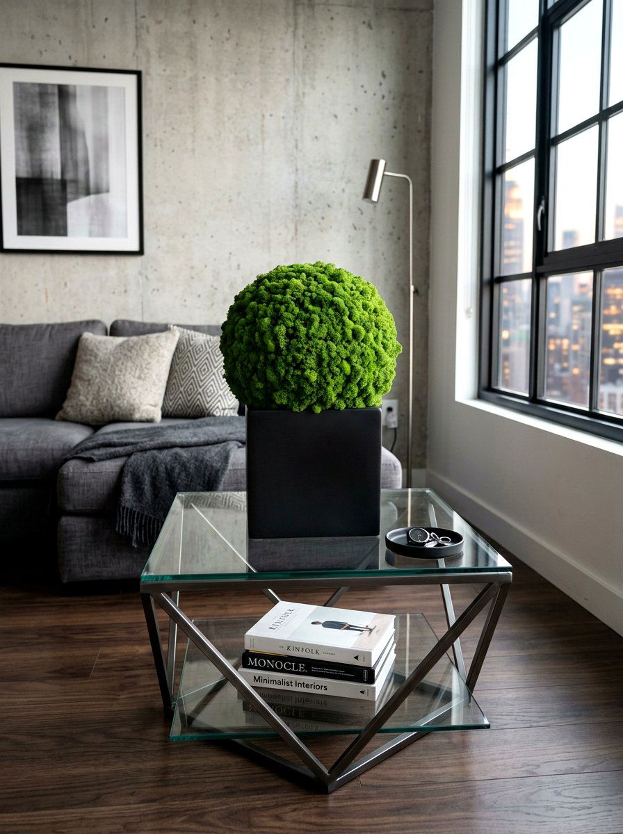 Modern Black Pot Moss Topiary - 25 Spring Moss Topiary Ideas