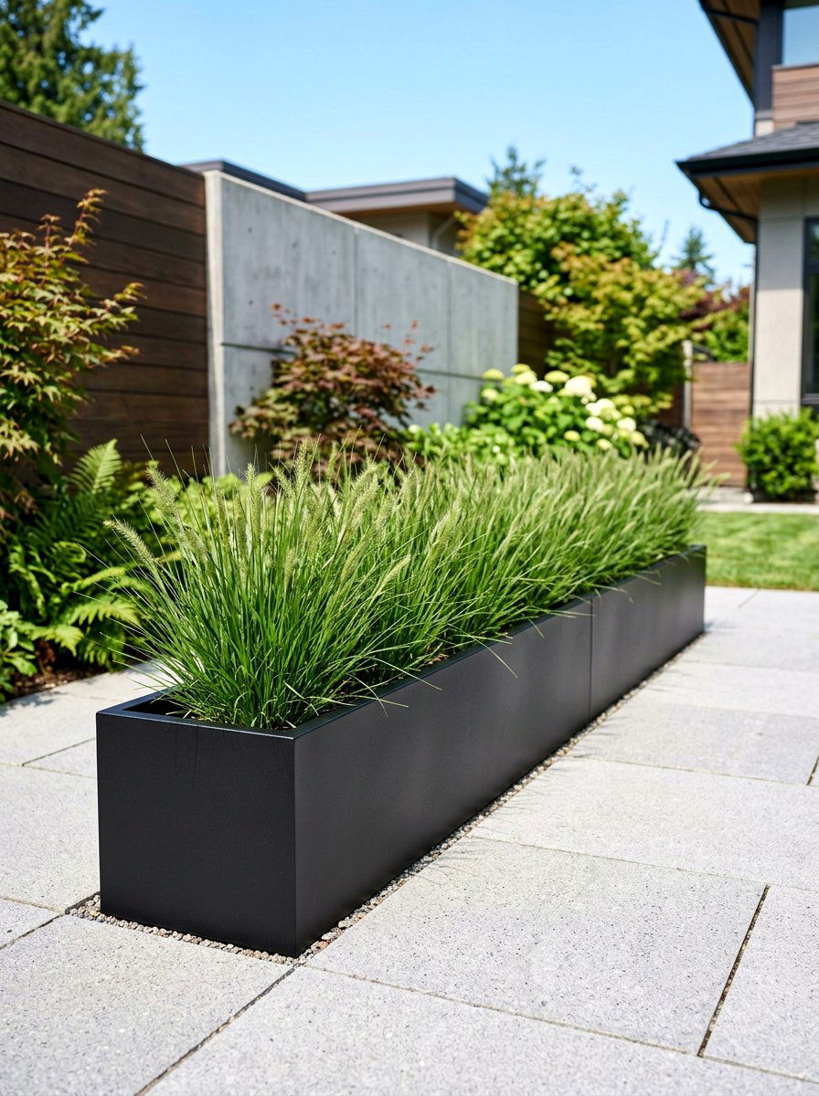 Modern Black Trough Planter - 25 Spring Outdoor Planter Ideas