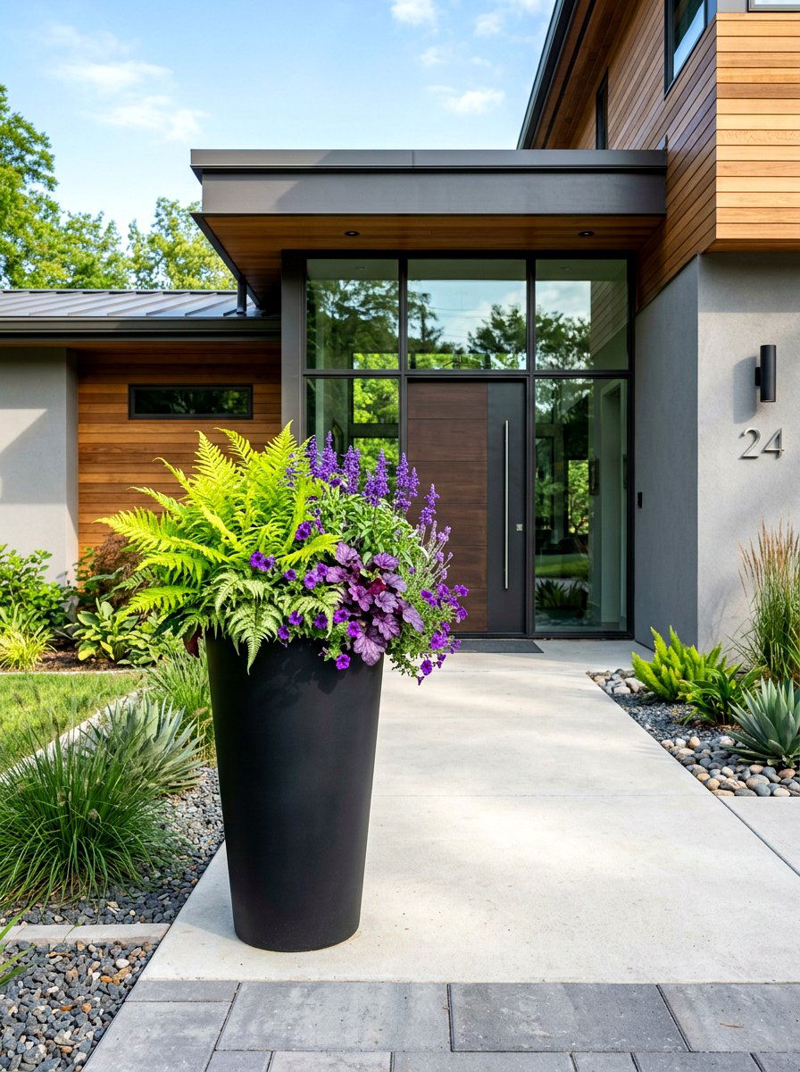 Modern Black Urn - 25 Spring Porch Urn Ideas