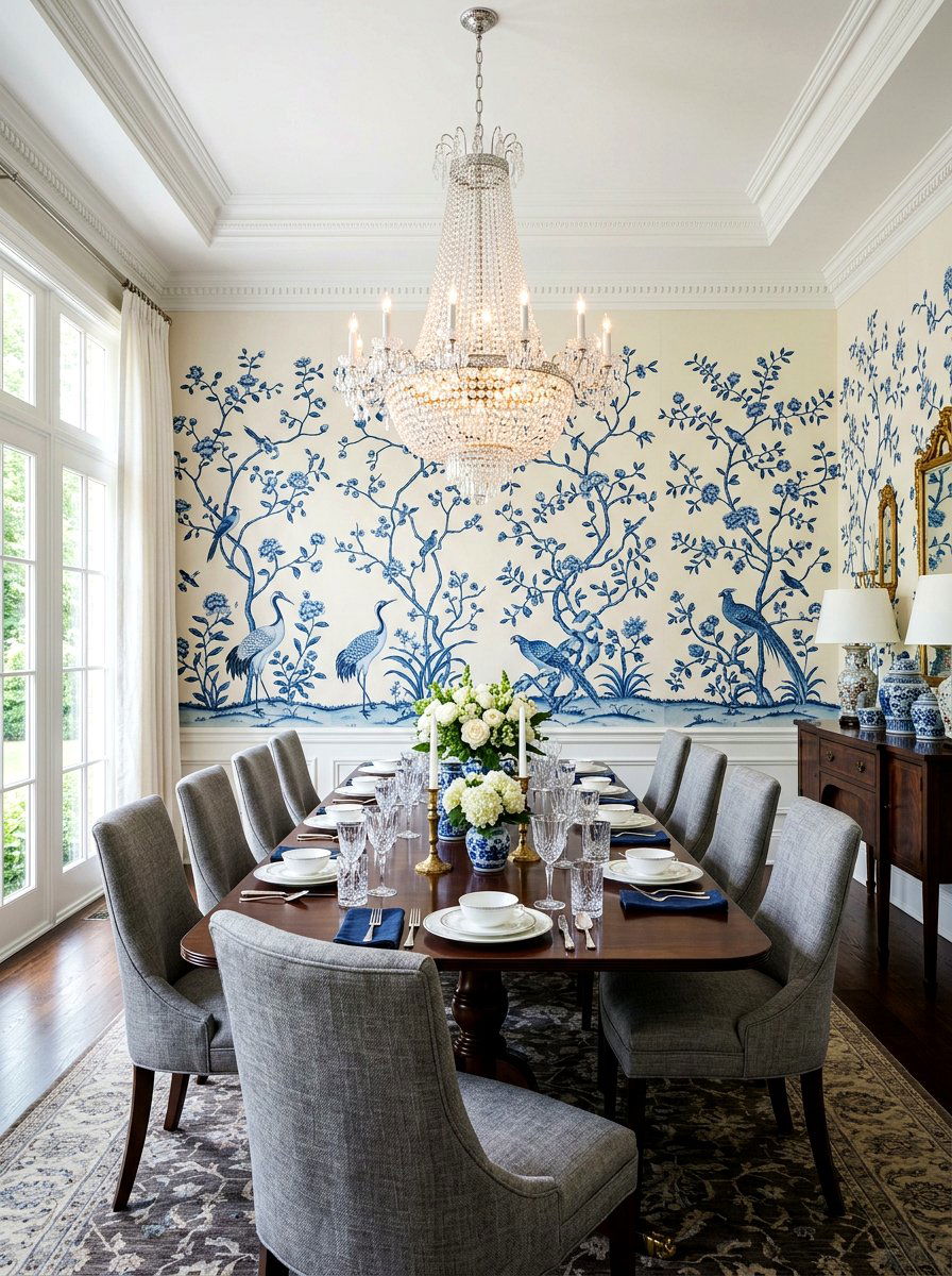 Modern Chinoiserie Mural - 25 Spring Floral Wallpaper Ideas