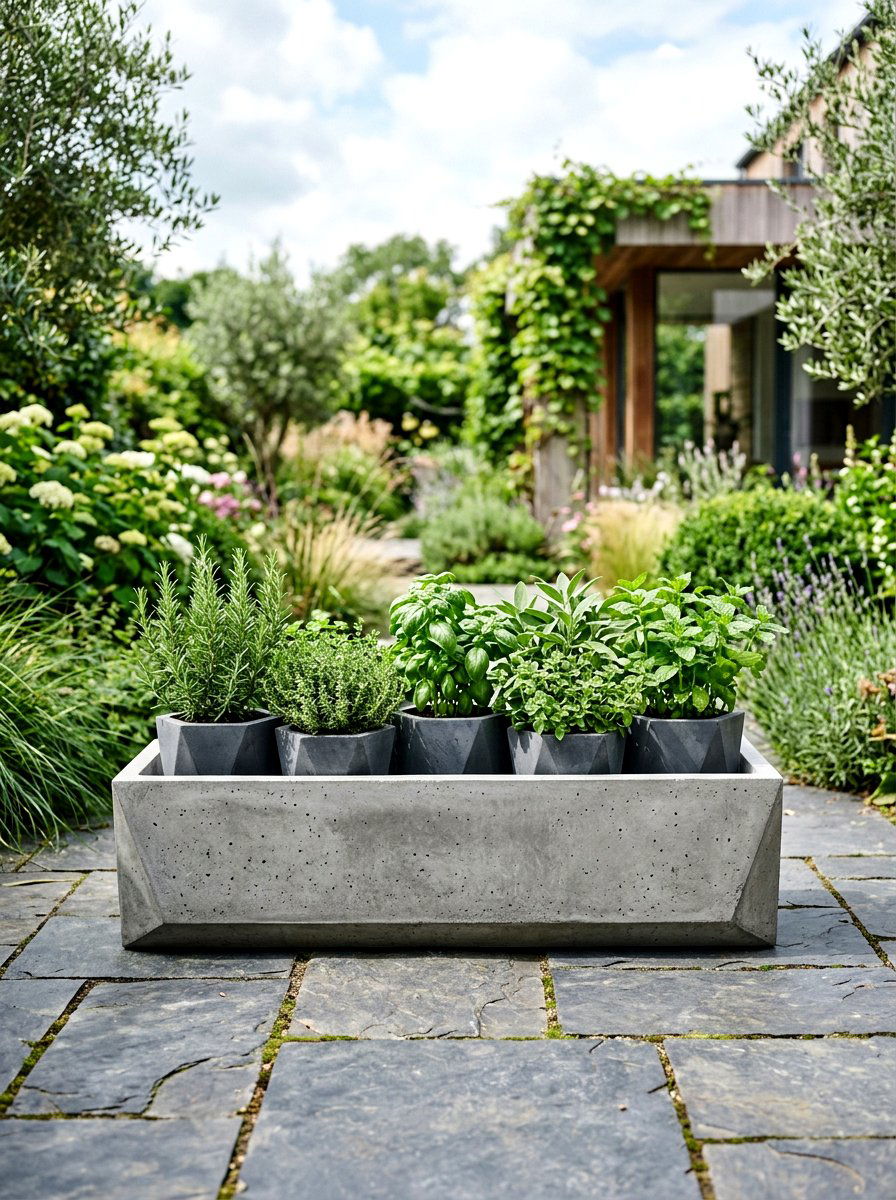 Modern Concrete Planter - 25 Spring Herb Garden Decor Ideas