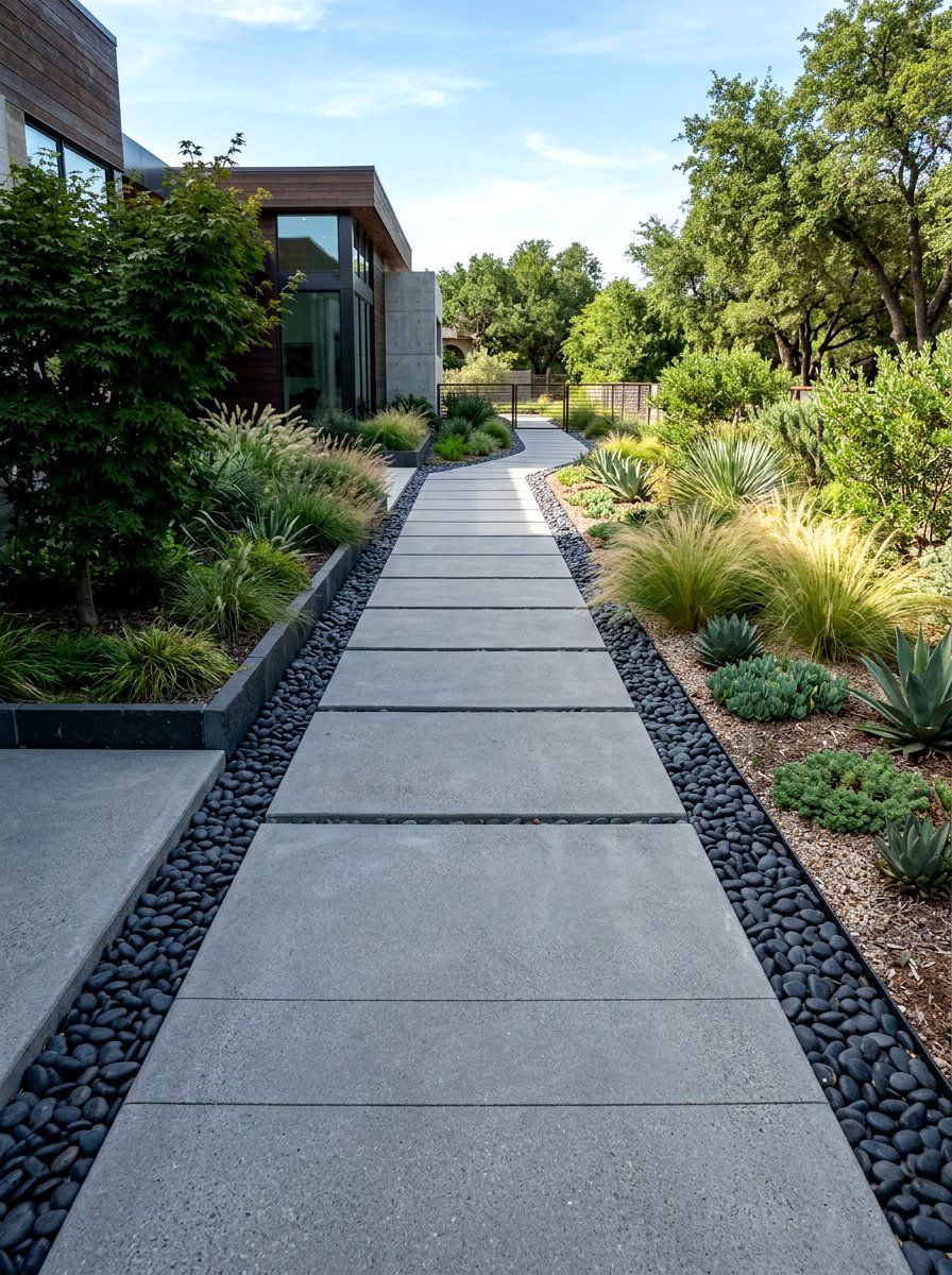 Modern Concrete Slab Path - 25 Spring Pathway Decor Ideas