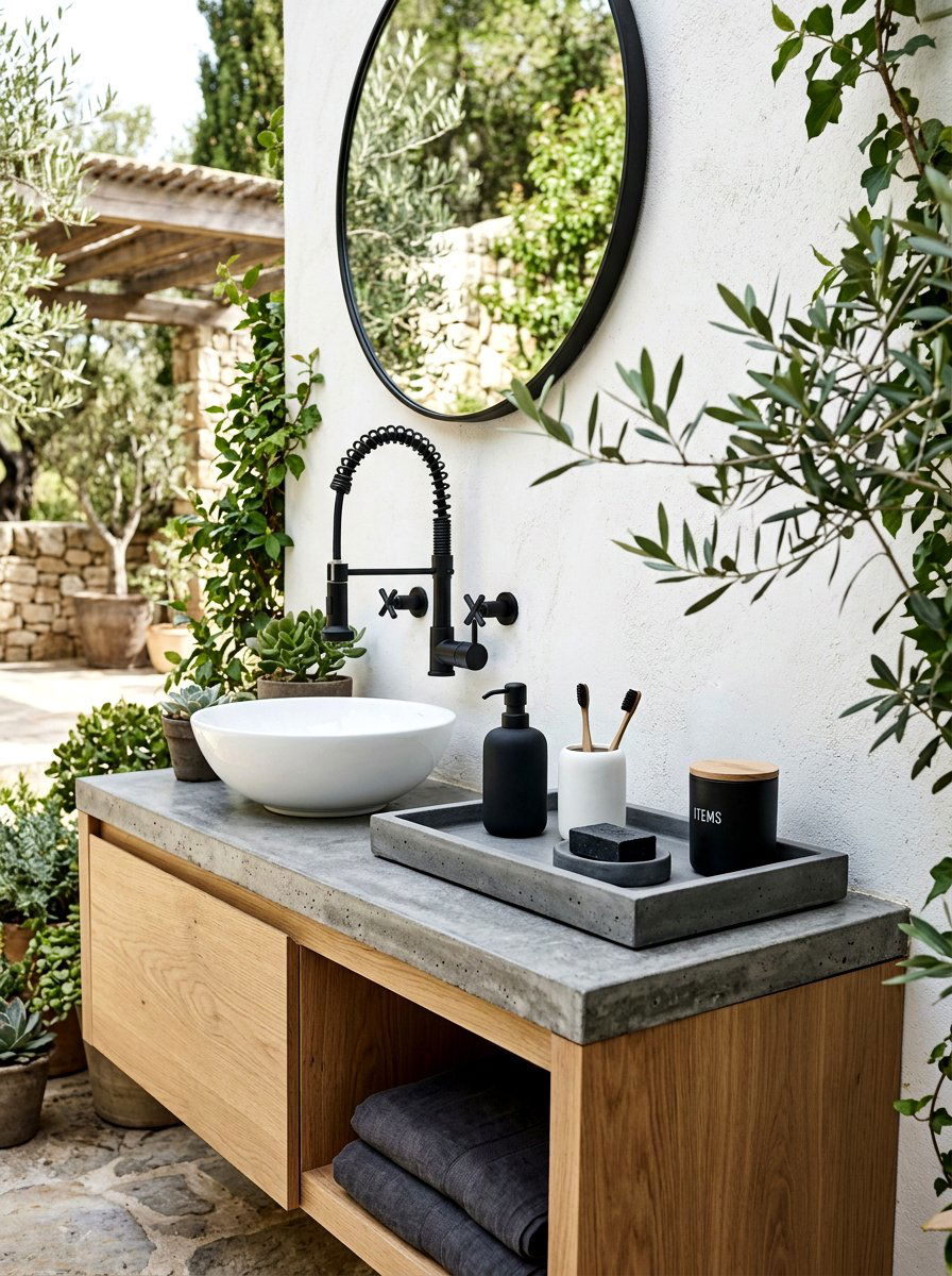 Modern Concrete Tray - 25 Spring Bathroom Tray Ideas