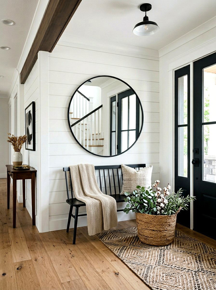 Modern Farmhouse Entry - 25 Spring Landing Decor Ideas