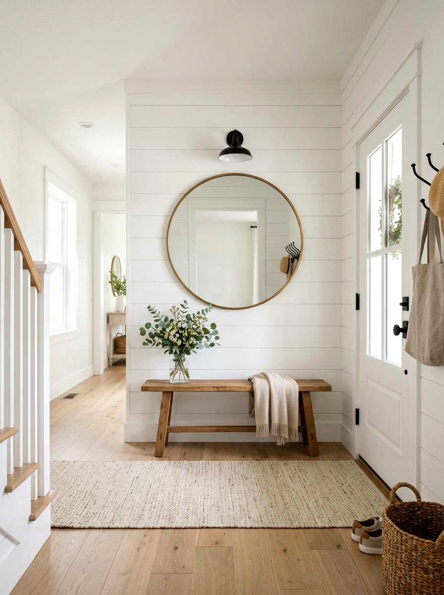 Modern Farmhouse Entryway - 25 Spring Mobile Home Decor Ideas