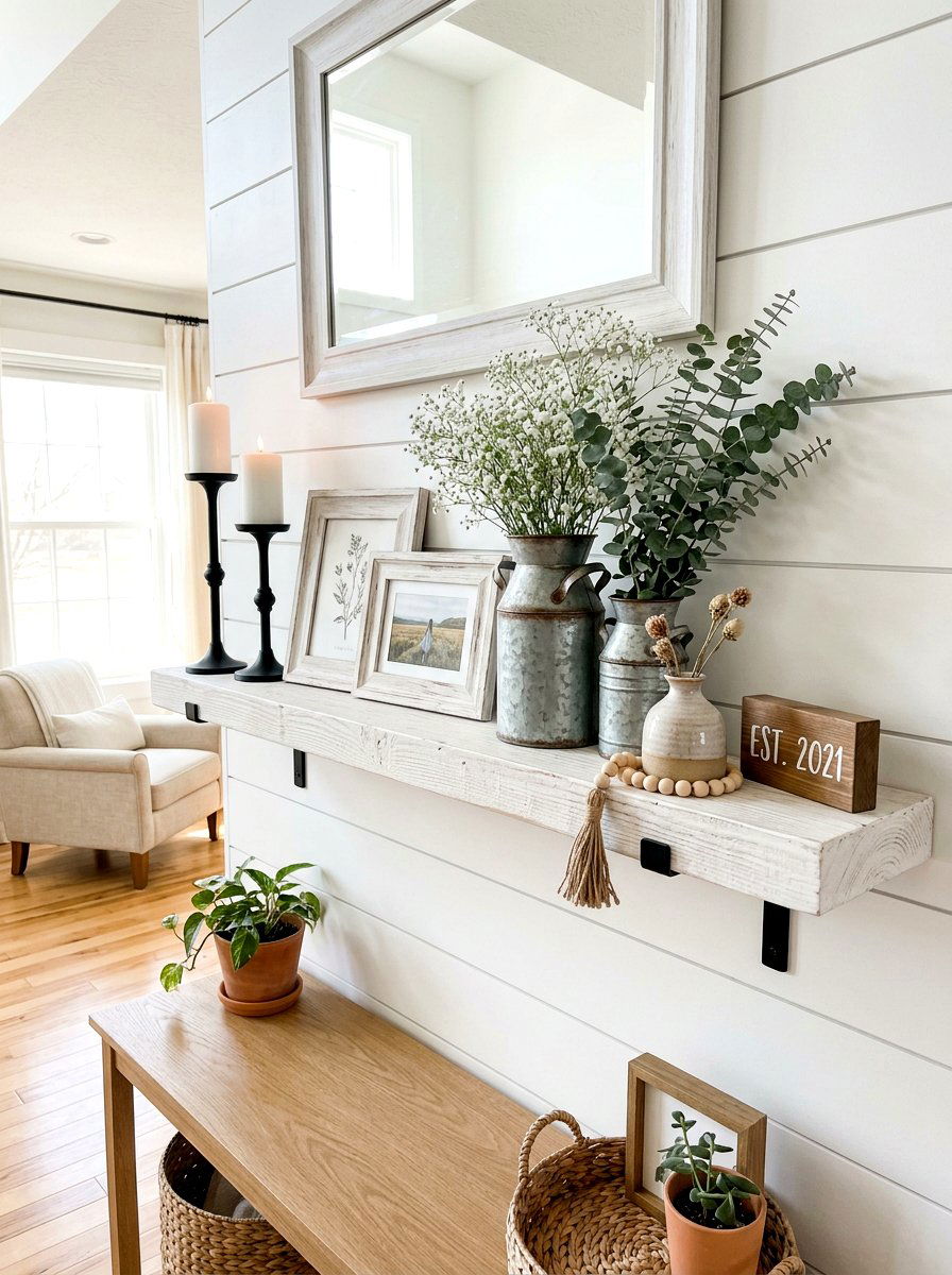 Modern Farmhouse Shelf - 25 Spring Living Room Shelf Ideas