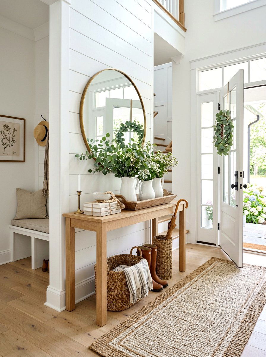 Modern Farmhouse Spring Entryway - 25 Spring Sofa Table Decor Ideas