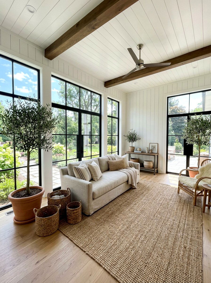 Modern Farmhouse Sunroom - 25 Spring Sunroom Decor Ideas