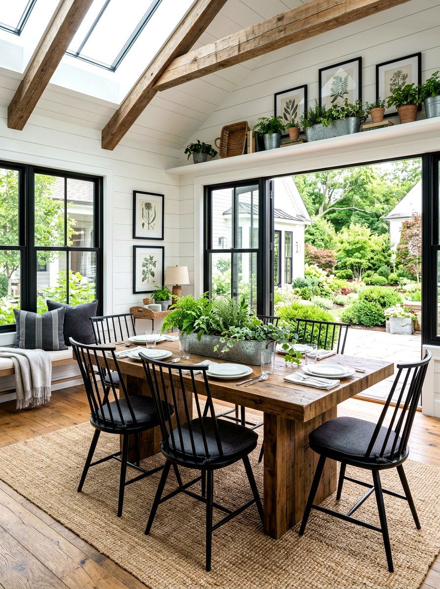 Modern Farmhouse Sunroom - 25 Spring Sunroom Spring Decor Ideas