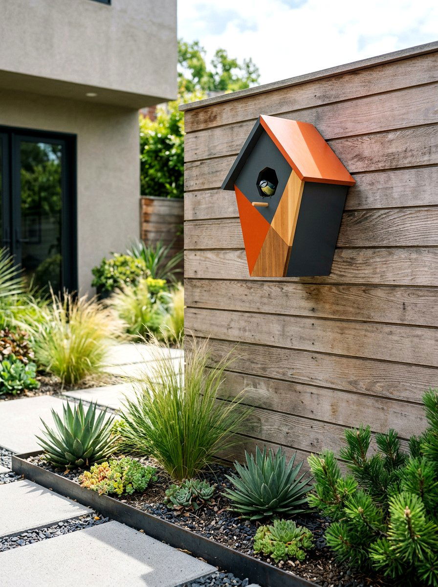 Modern Geometric Birdhouse - 25 Spring Birdhouse Painting Ideas
