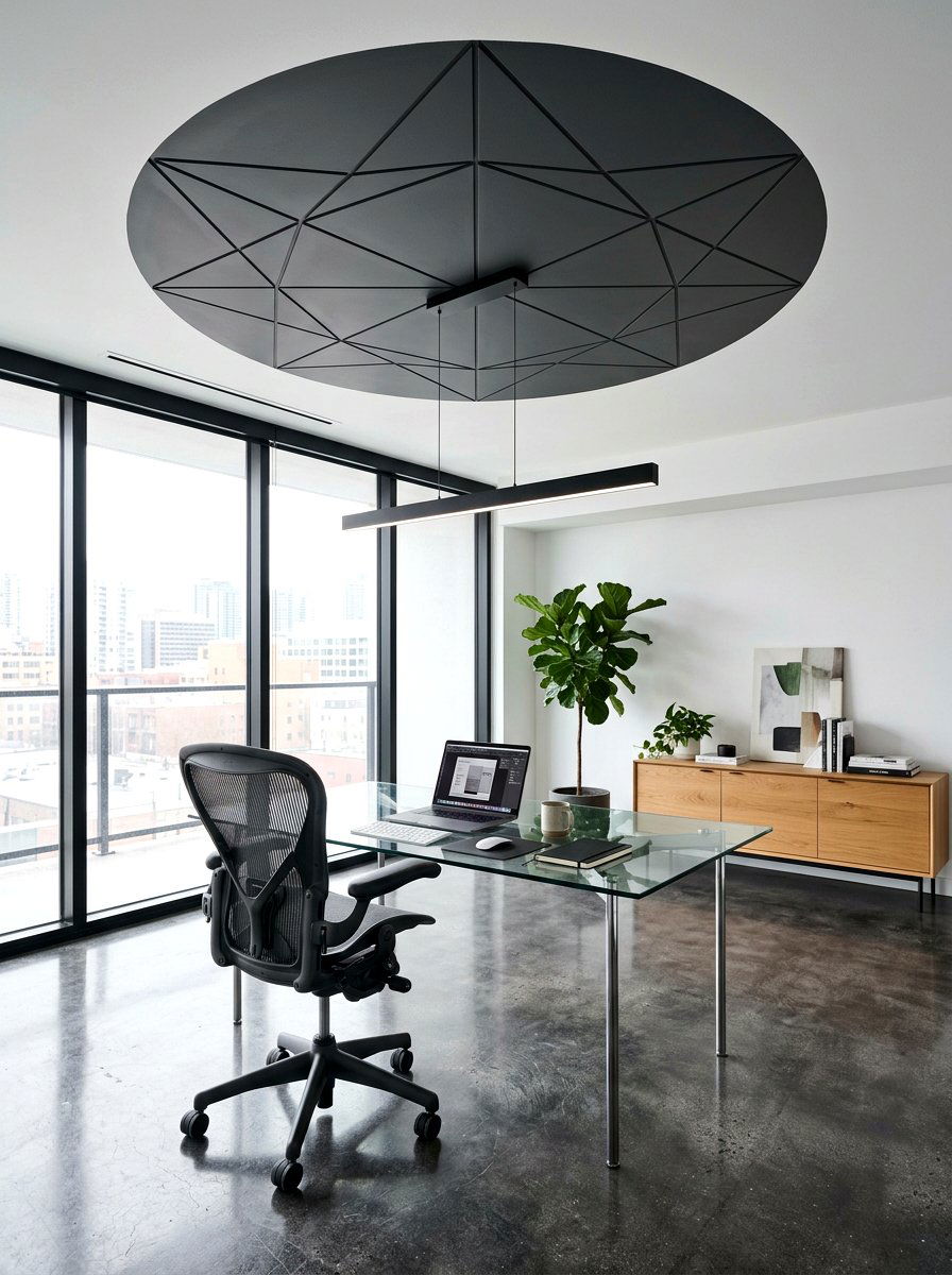 Modern Geometric Ceiling Disc - 25 Spring Ceiling Medallion Decor Ideas