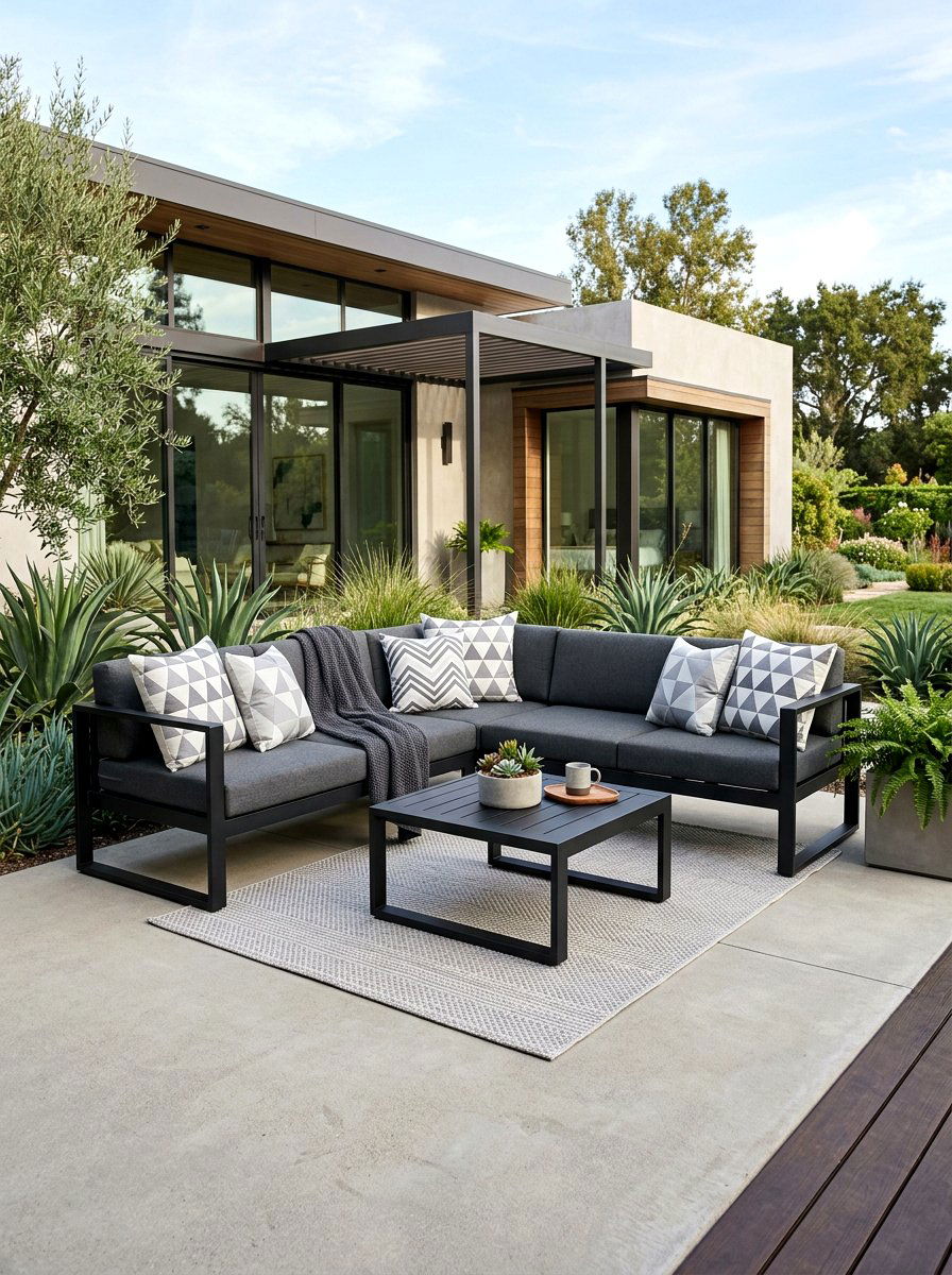 Modern Geometric Patio Pillow - 25 Spring Outdoor Pillow Ideas